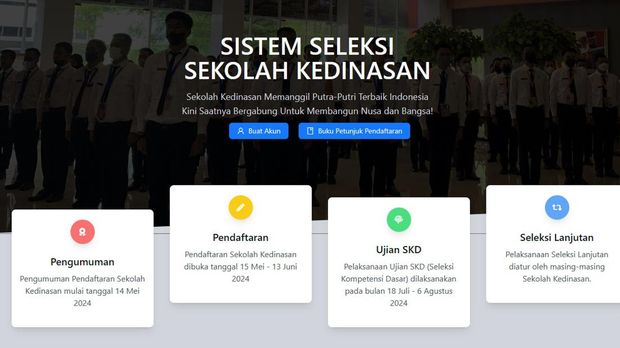 Halaman depan pendaftaran sekolah kedinasan 2024.