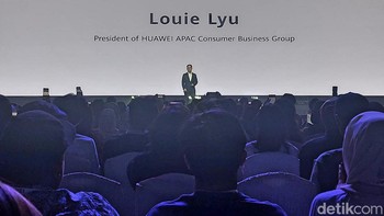 Louie Lyu selaku President of Huawei APAC Consumer Business Group menyapa media dan para partner yang hadir. Foto: Fino/detikinet