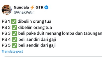 Dari dibelikan orang tua hingga beli sendiri dari gaji... Foto: Twitter