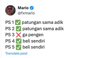 Dari patungan sama adik saat beli PS 1 hingga bisa beli sendiri PS5. Foto: Twitter