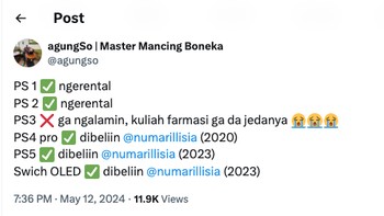 Dari PS 4 Pro hingga PS 5 dibelikan istri tercinta. Foto: Twitter