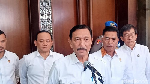 Menko Marves Luhut Pandjaitan saat acara Rakernis Bareskrim Polri di Kuta, Selasa (14/5/2024).