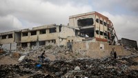 Selain gedung kampus, gedung sekolah juga turut hancur dalam serangan Israel di Gaza.