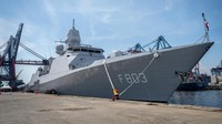 Ini dia penampakan Kapal Perang HMNLS Tromp sandar di Pelabuhan Tanjung Priok, Jakarta, Rabu (15/5/2024).