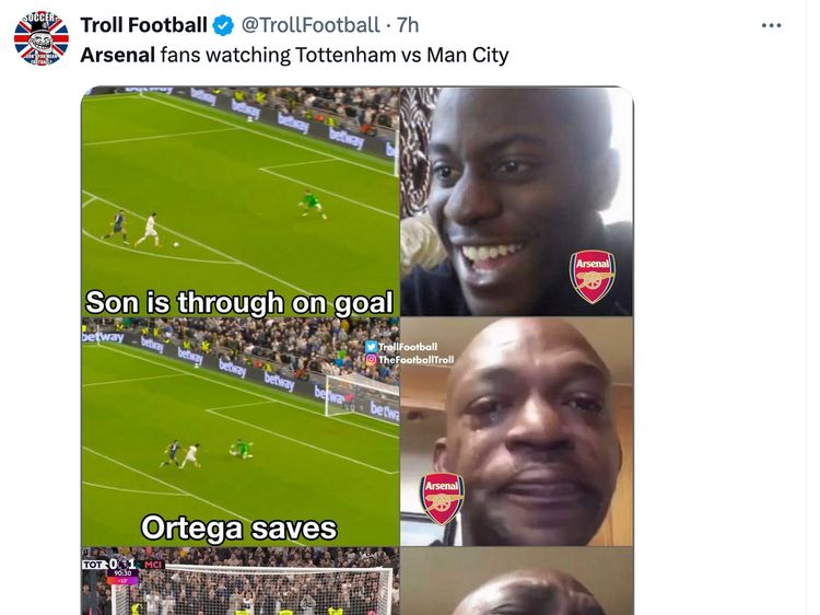 Meme Tottenham Keok, Arsenal Diolok-olok