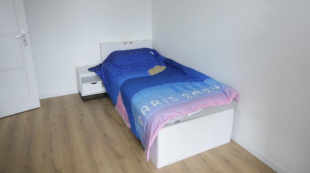 A bedroom of the Olympic village is pictured, in Saint-Denis, north of Paris Wednesday, Feb. 28, 2024. When French President Emmanuel Macron inaugurates the Olympic village on Thursday, Feb. 29, he will see a run-down area transformed into an international hub for the Paris Games. (AP Photo/Thibault Camus)