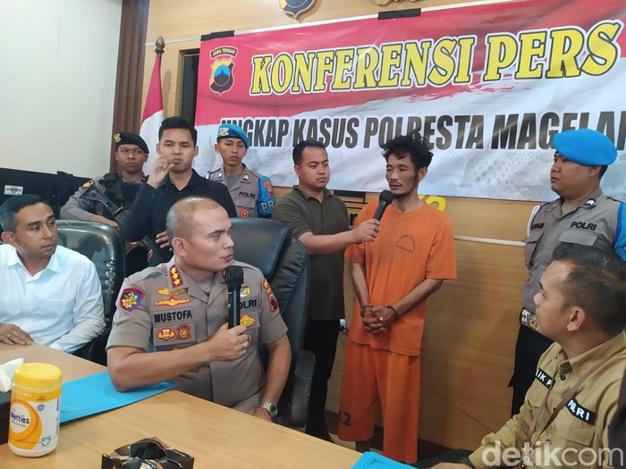 Pelaku penusukan Sujarwin yang berhasil diamankan Polresta Magelang, Rabu (15/5/2024).