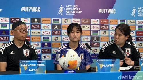 Konferensi pers Timnas U-17 Putri Jepang.