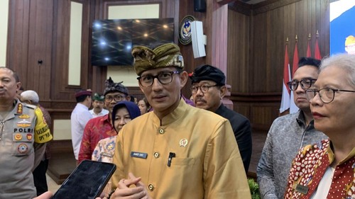 Menteri Pariwisata dan Ekonomi Kreatif, Sandiaga Uno, di Badung, Bali, Kamis (17/5/2024).