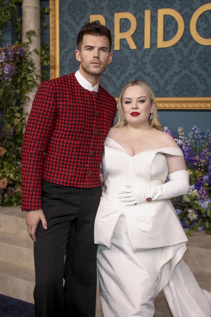 Actors Luke Newton, left, and Nicola Coughlan attend the Bridgerton Season 3 global premiere at Alice Tully Hall on Monday, May 13, 2024, in New York. (Photo by Andy Kropa/Invision/AP)