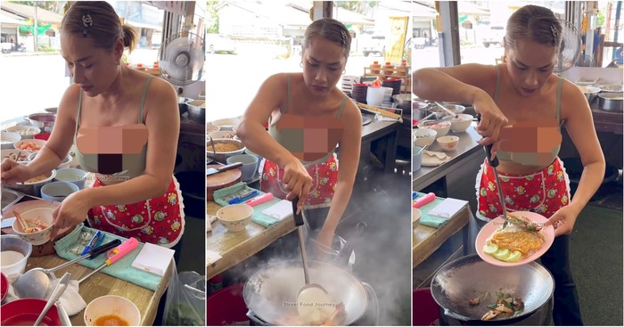 Tampil Terlalu Seksi, Penjual Seafood Ini Jadi Pusat Perhatian