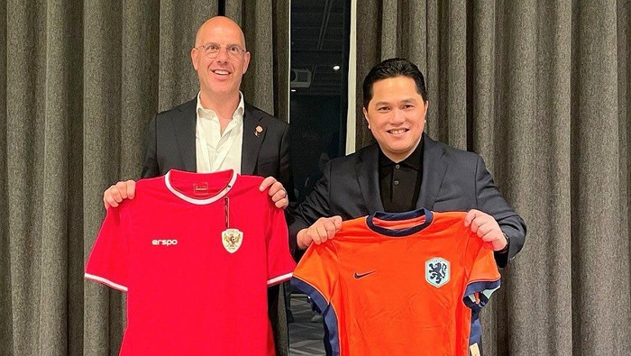 Sekjen KNVB Gijs de Jong, Ketua Umum PSSI Erick Thohir