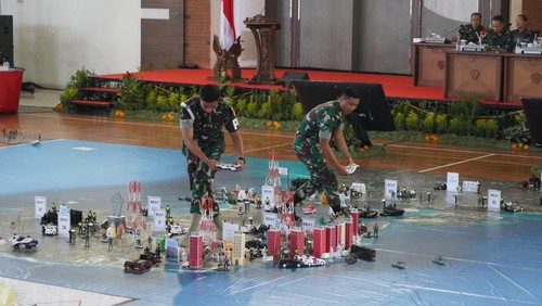 Tactical floor game (TFG) terkait pengamanan perhelatan World Water Forum (WWF) ke-10 di Bali. (Foto: Dok. Humas Kodam IX/Udayana)