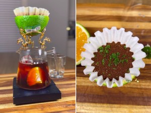 Bikin Kopi Pour Over, Pria Ini Pakai Kulit Jeruk Sebagai Dripper