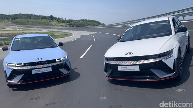 Tim detikOto tengah melakukan test drive Hyundai Ioniq 5 N di HMG Driving Experience Taean, Chungcheongnam-do, Jumat (17/5/2024).