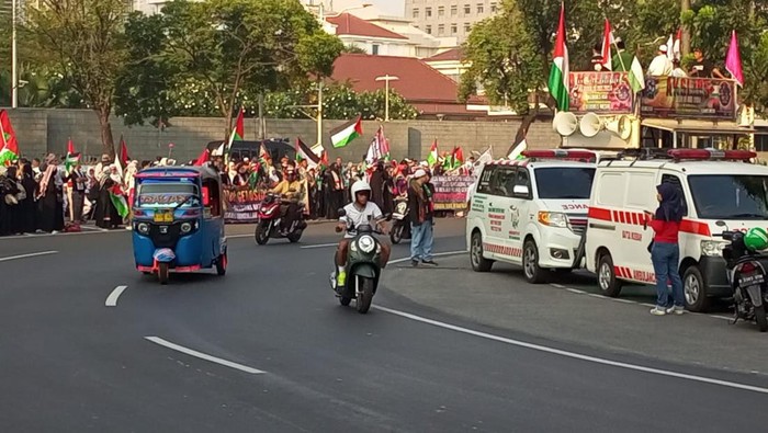 Aksi Bela Palestina di Kedubes AS dan Mesir, 1.648 Personel Polisi Dikerahkan