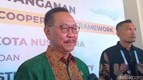 Kepala Otorita IKN Bambang Susantono di ITDC The Nusa Dua, Badung, Bali, Minggu (19/5/2024).