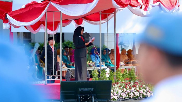 Bupati Ipuk saat upacara Harkitnas 2024 di Banyuwangi.