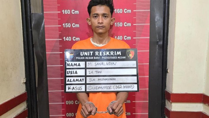 M Syawaluddin (24) ditangkap usai mencuri motor di belakang mal di Medan