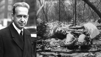 Pada tanggal 18 September 1961, pesawat Sekretaris Jenderal PBB Dag Hammarskjold, yang bertugas menengahi perdamaian di Kongo, jatuh di Zambia. Enam belas orang, termasuk Hammarskjold, tewas dalam kecelakaan itu. (Getty Images)