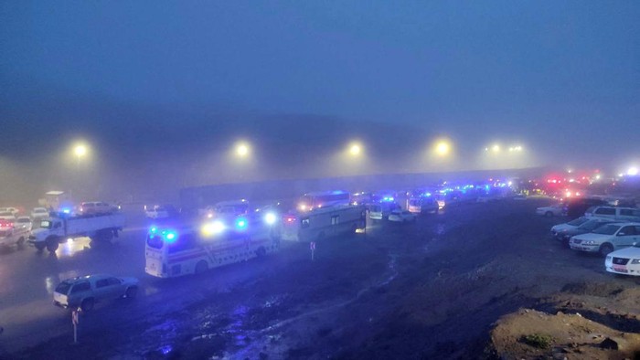Rescue vehicles are seen following a crash of a helicopter carrying Irans President Ebrahim Raisi, in Varzaqan , East Azerbaijan Province, Iran, May 19, 2024. Azin Haghighi/Moj News Agency/WANA (West Asia News Agency) via REUTERS ATTENTION EDITORS - THIS IMAGE HAS BEEN SUPPLIED BY A THIRD PARTY.   BEST QUALITY AVAILABLE