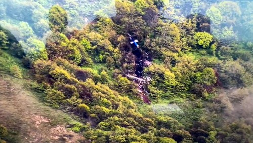 IRAN - MAY 20: (----EDITORIAL USE ONLY - MANDATORY CREDIT - IRANIAN RED CRESCENT SOCIETY / HANDOUT - NO MARKETING NO ADVERTISING CAMPAIGNS - DISTRIBUTED AS A SERVICE TO CLIENTS----) A screen grab captured from a video shows the location of wreck of helicopter carrying Iranian President Ebrahim Raisi and his delegation has been detected in Iran on May 20, 2024. Helicopter carrying Iranian President Ebrahim Raisi crashed after the inauguration of a dam on the border along with Azerbaijani President Ilham Aliyev in Jabrayil district of Azerbaijan on May 19, 2024. (Photo by Iranian Red Crescent Society/Anadolu via Getty Images)