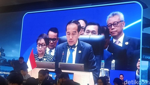 Presiden Joko Widodo saat menghadiri World Water Forum (WWF) ke-10 di Nusa Dua, Badung, Bali, pada Senin (20/5/2024). (Ni Made Lastri Karsiani Putri/detikBali)