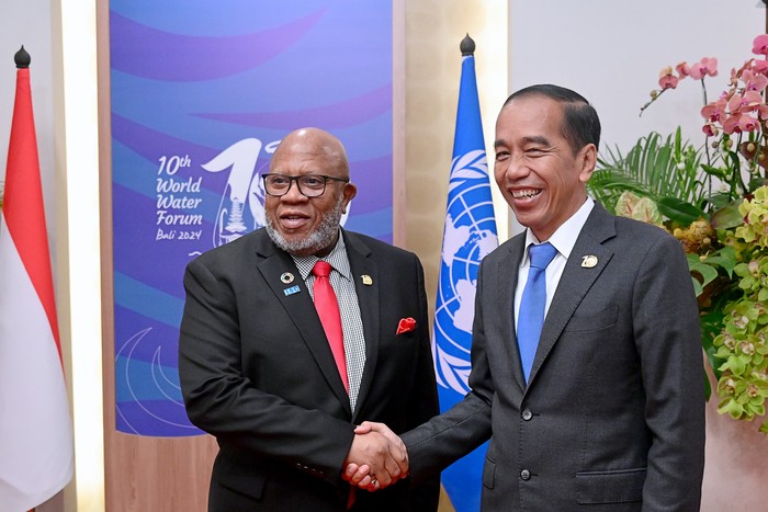 Presiden Majelis Umum PBB Dennis Francis dan Presiden RI Jokowi (Muchlis Jr - Biro Pers Sekretariat Presiden)