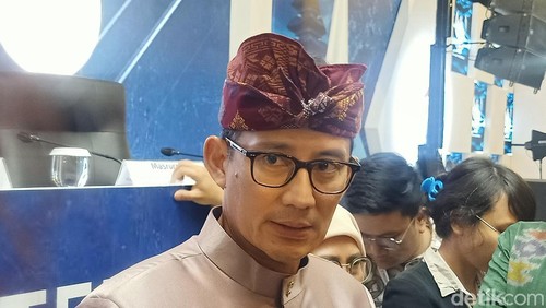 Menparekraf Sandiaga Salahuddin Uno ketika ditemui di kegiatan World Water Forum (WWF) ke-10 di Badung, Bali pada Senin (20/5/2024)