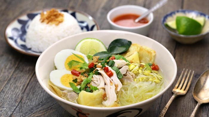 Soto Ayam, an Indonesian chicken noodle soup