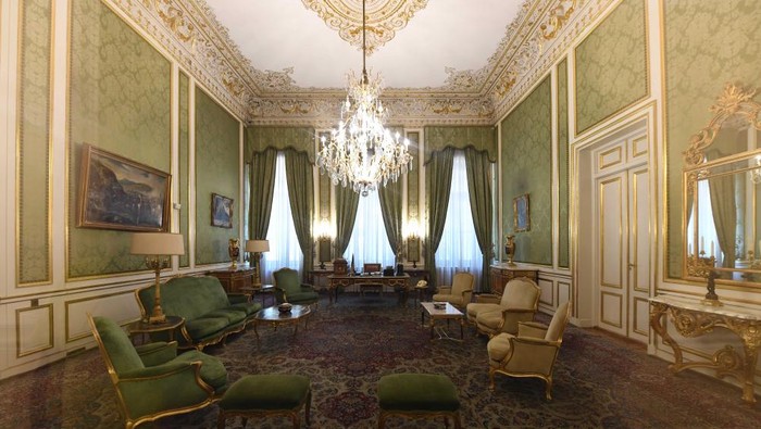 Tampilan Istana Hijau di Kompleks Istana Saadabad, Iran.