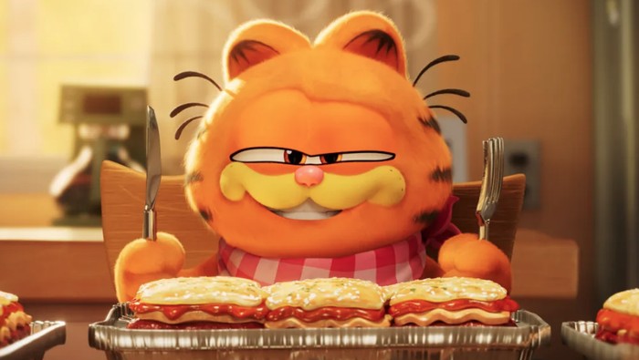Cuplikan adegan dalam film The Garfield Movie.
