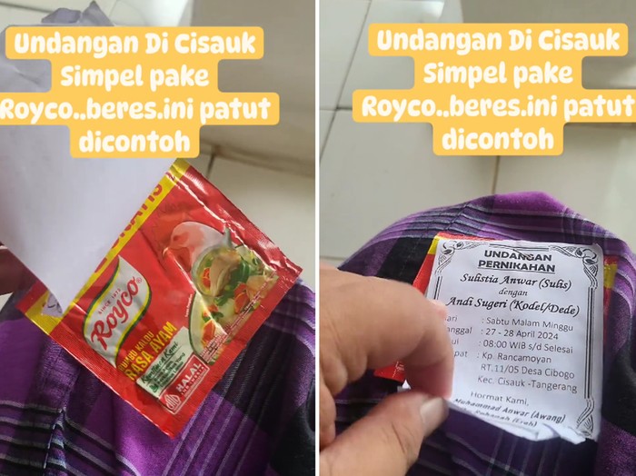 Undangan pernikahan unik dan bermanfaat berupa penyedap rasa mendadak viral di media sosial
