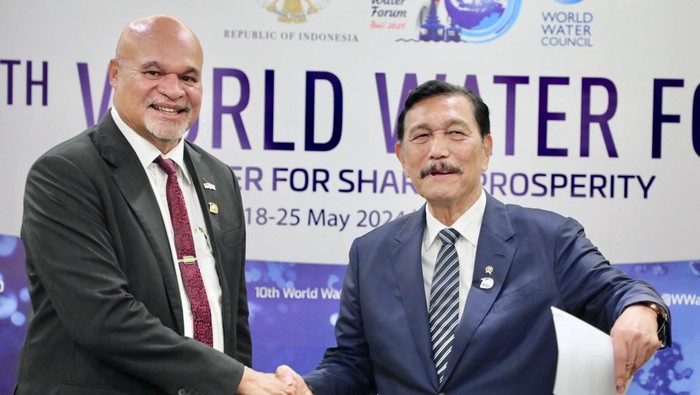Luhut memamerkan kerja sama penyediaan listrik antar negara dari Indonesia ke Papua Nugini.