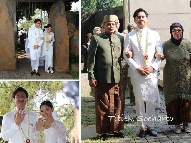 Sasqia dan Zaki melangsungkan akad nikah yang digelar secara sederhana di Bandung, Jawa Barat. Keduanya mengenakan baju pengantin serba putih. Foto: Instagram/@titieksoeharto @/yr.milla