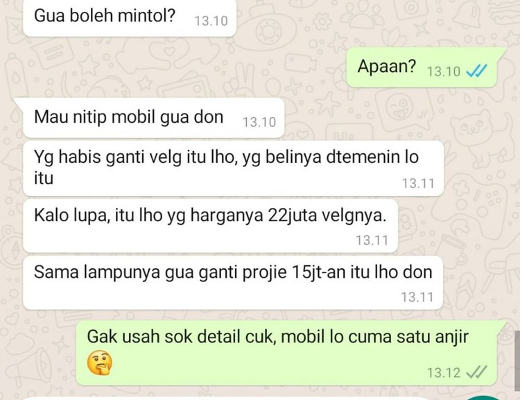 10 Chat Kocak Orang Sombong, Iya deh Si Paling Keren Kadang suka kocak sendiri melihat tingkah orang sombong. Berikut ini misalnya. Kok bisa ya ada orang sepede itu?