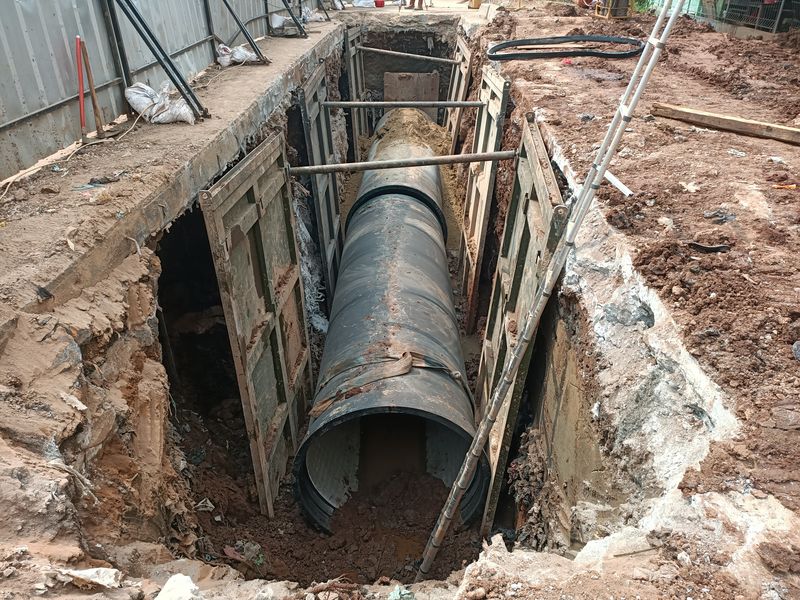 Kemacetan di Jalan Kalimalang, Bekasi, gara-gara ada proyek galian (Rachma Rachel/detikcom)