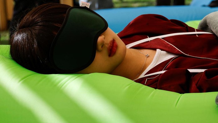 Participants sleep during the 2024 Power Nap contest in Seoul, South Korea, May 18, 2024. REUTERS/Kim Soo-hyeon