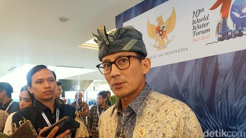 Menparekraf Sandiaga Salahuddin Uno ketika ditemui di sela-sela kegiatan World Water Forum (WWF) di Badung, Bali, Rabu (22/5/2024).