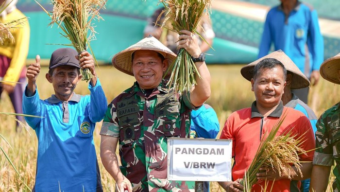 Pangdam V Brawijaya Mayjen TNI Rafael Granada Baay Panen Padi