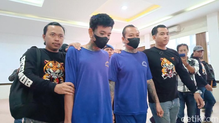 Polresta Banyumas jumpa pers kasus pembunuhan yang dipicu persoalan tato, Rabu (22/5/2024).