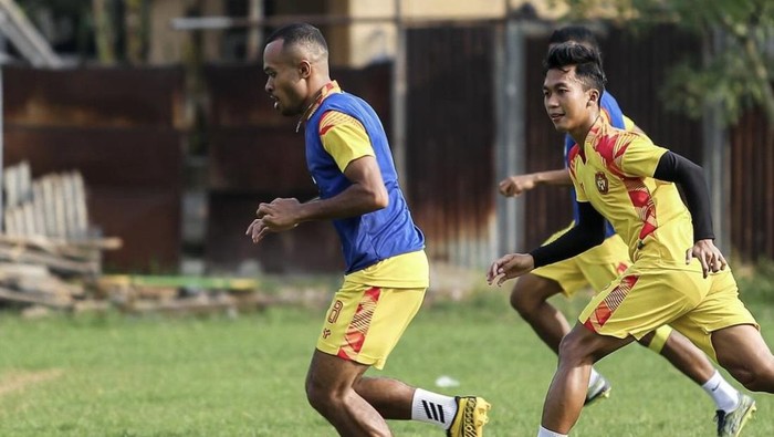 Sesi latihan Persiba Bantul jelang menghadapi Adhyaksa Farmel FC di Liga 3 Nasional, Rabu (22/5/2024).