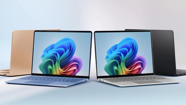 Laptop Microsoft Surface 7 yang menggunakan teknologi AI Copilot Plus.