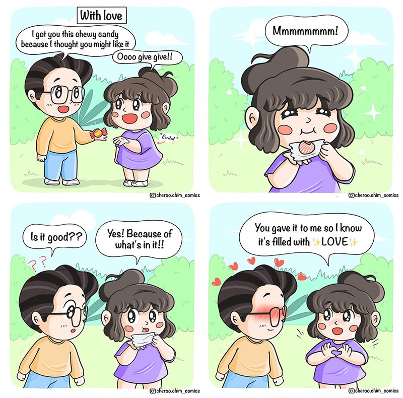 Seorang ilustrator asal India, Sumon Sikdar, membuat serial komik romantis, yang memperkenalkan dua karakter unyu Cheroo dan Chim. Mari simak komiknya berikut.