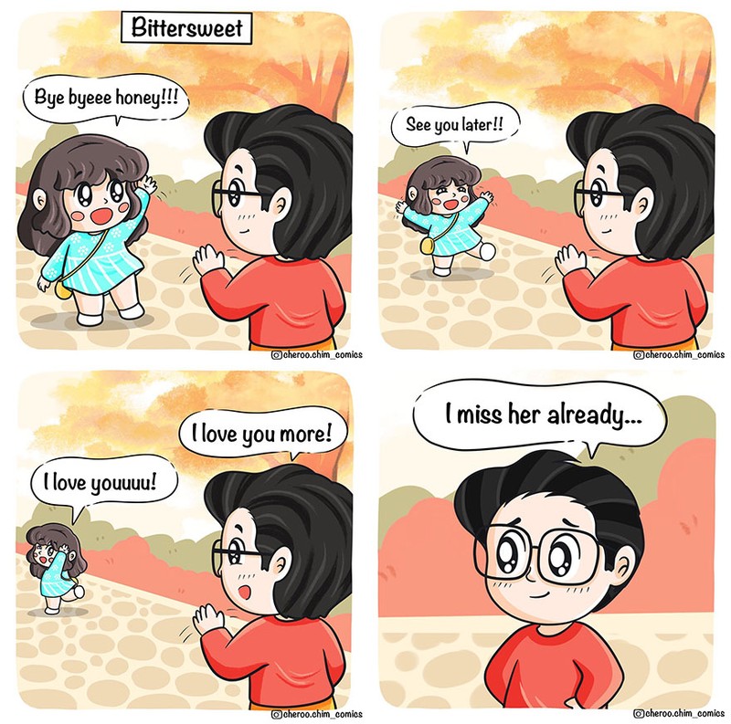 Seorang ilustrator asal India, Sumon Sikdar, membuat serial komik romantis, yang memperkenalkan dua karakter unyu Cheroo dan Chim. Mari simak komiknya berikut.