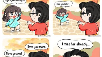 Iya ya, padahal sering ketemu, tapi saat ditinggal sebentar oleh pasangan, rasa kangennya langsung muncul. Foto: (Bored Panda).