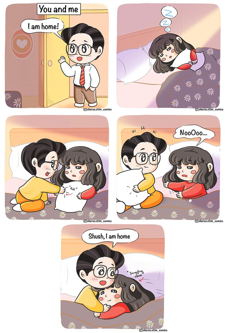 Seorang ilustrator asal India, Sumon Sikdar, membuat serial komik romantis, yang memperkenalkan dua karakter unyu Cheroo dan Chim. Mari simak komiknya berikut.