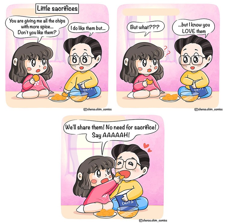 Seorang ilustrator asal India, Sumon Sikdar, membuat serial komik romantis, yang memperkenalkan dua karakter unyu Cheroo dan Chim. Mari simak komiknya berikut.