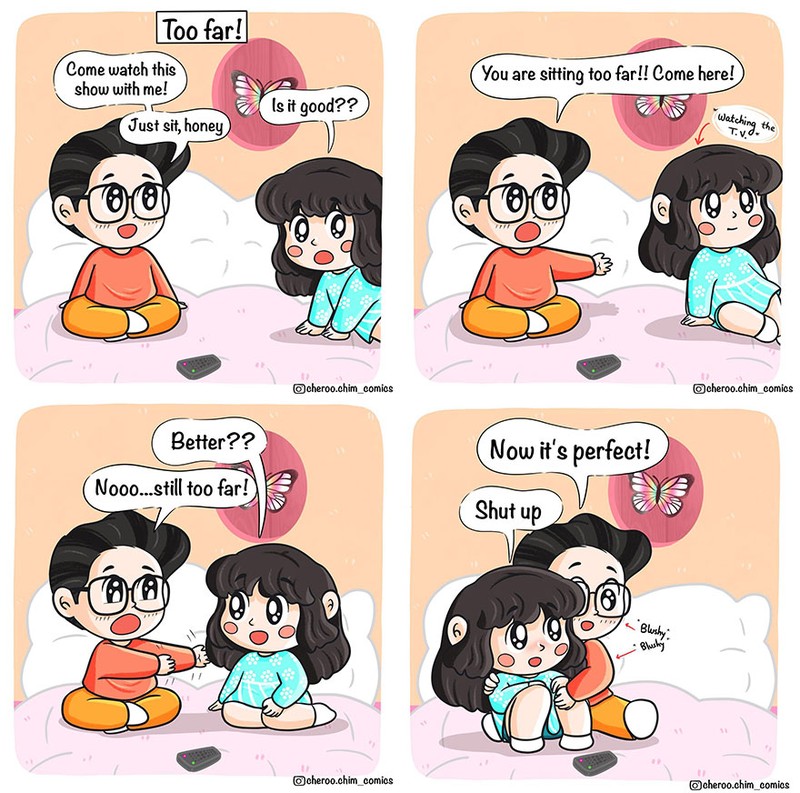 Seorang ilustrator asal India, Sumon Sikdar, membuat serial komik romantis, yang memperkenalkan dua karakter unyu Cheroo dan Chim. Mari simak komiknya berikut.