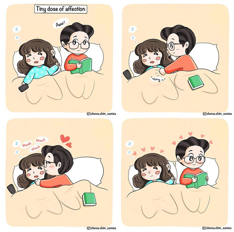 Seorang ilustrator asal India, Sumon Sikdar, membuat serial komik romantis, yang memperkenalkan dua karakter unyu Cheroo dan Chim. Mari simak komiknya berikut.
